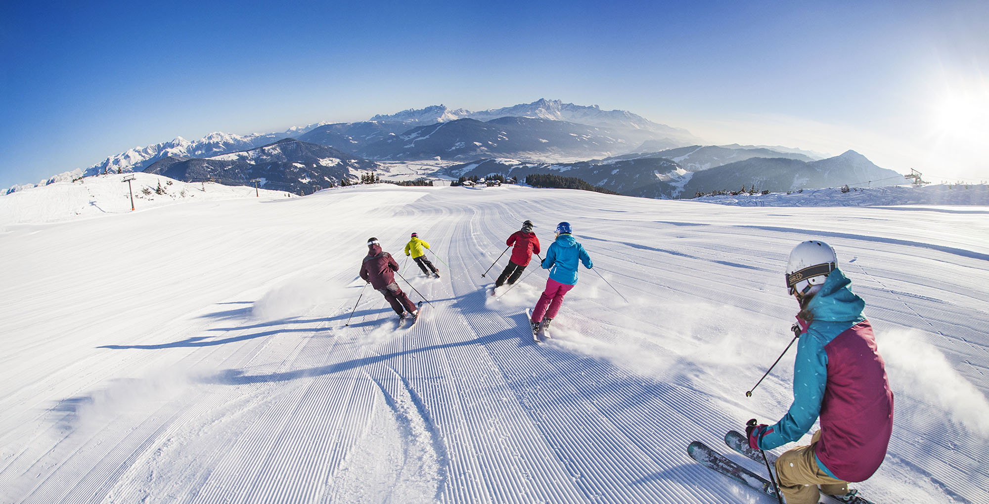 Skifahren auf bestens präparierte Pisten © Flachau Tourismus